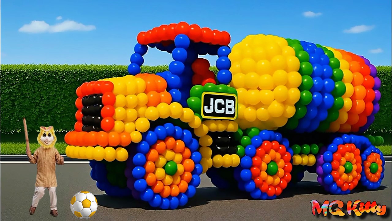 The mascot vibrato assistant Dog, JCB Tractor  placed on the football field is popular, co-produced, and creative