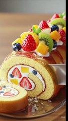 Cutting glass roll cake ASMR