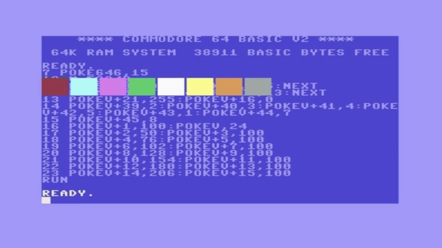 THE BEST COMMODORE 64 8 SPRITES DISPLAY PROGRAMMING - COMMODORE 64 BASIC V2.0 - 64K RAM SYSTEM 38911