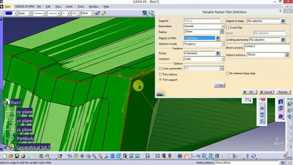 Adding Variable Fillet and Blend Corner in Catia V5_Advanced Surface design