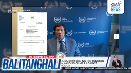 Kampo ni FPRRD, umapela sa desisyon ng ICC tungkol sa hurisdiksiyon nito sa kasong crimes against humanity ng dating Pangulo | Balitanghali