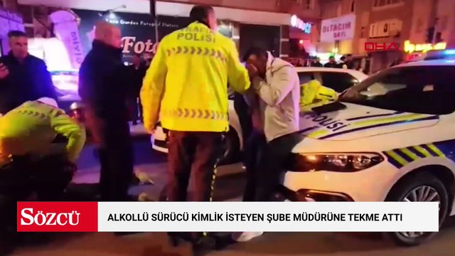 Alkollü sürücü kimlik isteyen şube müdürüne tekme attı