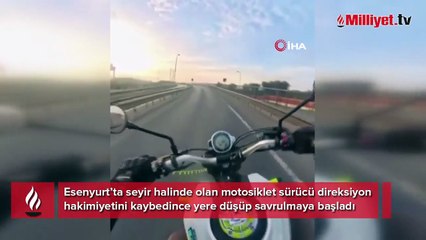 Kaza anı kask kamerasına anbean yansıdı! Savrulan sürücü...