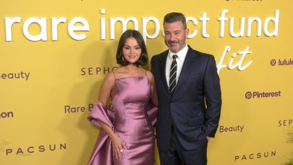 Selena Gomez and Jimmy Kimmel attend the 2025 Rare Impact Fund benefit event
