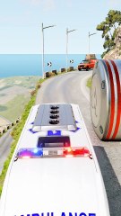 Epic Crash! Cars and Ambulance Van vs Giant Pit Bollards ,|| #beamngdrive #bus