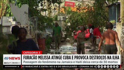 Furacão Melissa atinge Cuba e provoca destroços na ilha