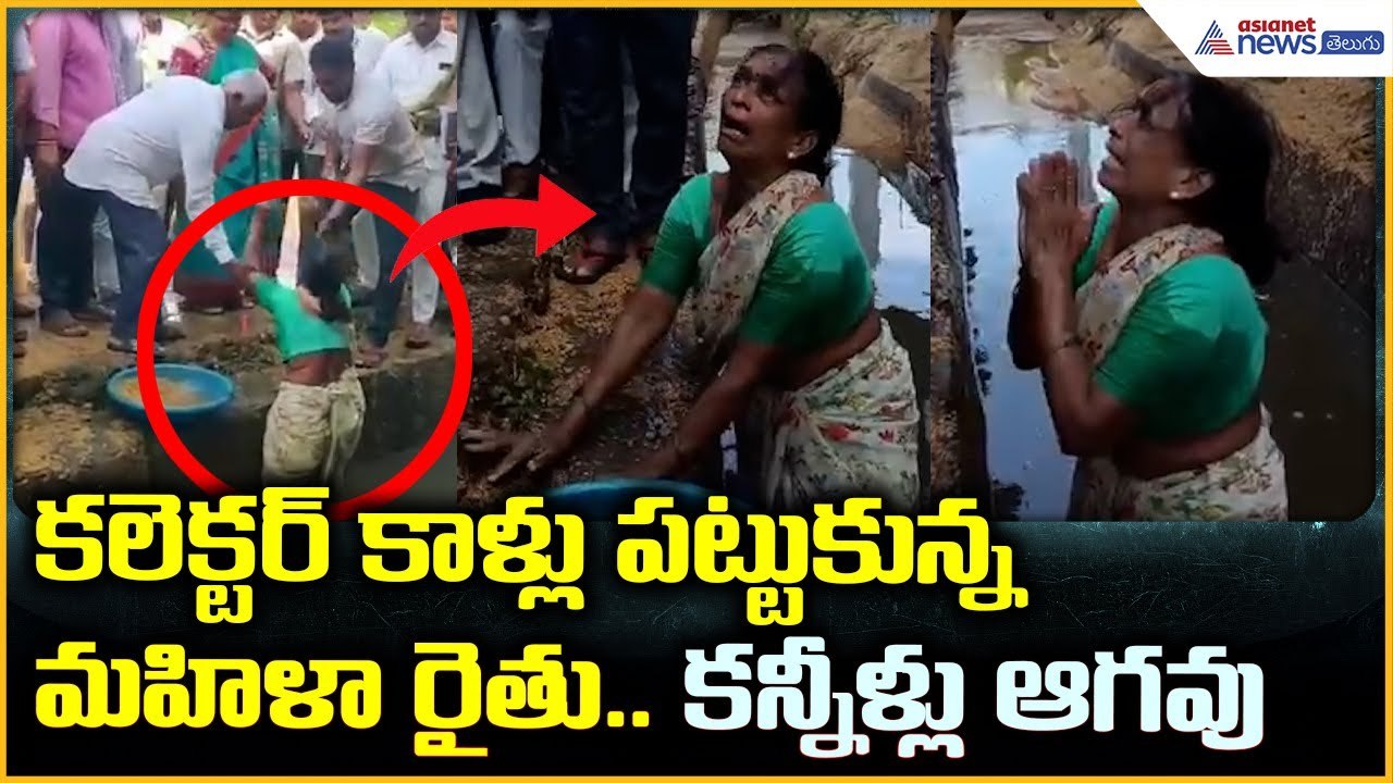 Cyclone Montha Hit Area: కలెక్టర్ కాళ్లు పట్టుకున్న మహిళా రైతు. కన్నీళ్లు ఆగవు | Asianet News Telugu