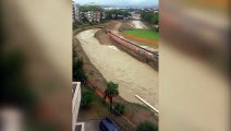 Livorno, la piena del Rio Maggiore stombato dopo l'alluvione?del?2017