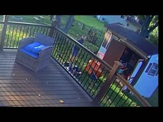 Man Trips Over Lawnmower While Backing Out Wheelbarrow