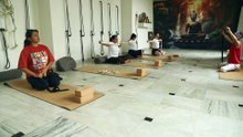 Streching routine at Rishikesh yoga valley