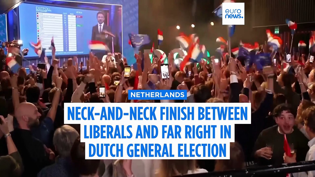 First results show neck-and-neck finish between liberals and far right in Dutch general election