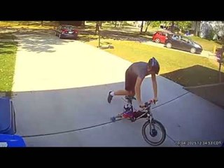 Bike Ride Goes Wrong When Boy Falls After Rear Wheel Gets Stuck