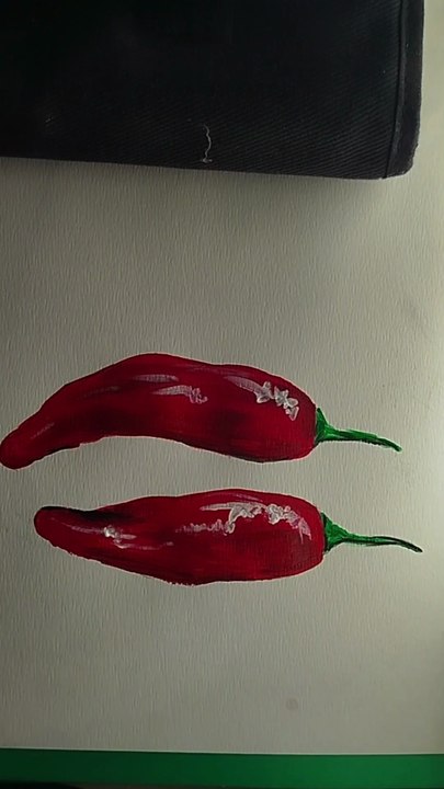 Realistic chilli pepper 🌶️, easy acrylics tutorial