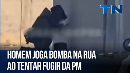 Homem joga bomba na rua ao tentar fugir da PM
