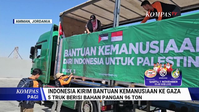 5 Truk Berisi Bahan Pangan 96 Ton Dari Indonesia Dikirim untuk Warga Gaza | KOMPAS PAGI