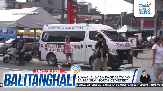 Mga pulis at taga-LGU, umaalalay sa pagdaloy ng mga tao na bumibisita sa Manila North Cemetery | Balitanghali
