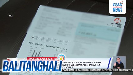 Meralco, may dagdag-singil sa Nobyembre dahil sa pagtaas ng feed-in tariff allowance para sa renewable energy producers | Balitanghali