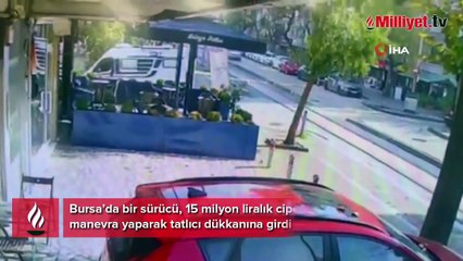 15 milyon liralık cipe çarpmamak için manevra yaptı, dükkana girdi