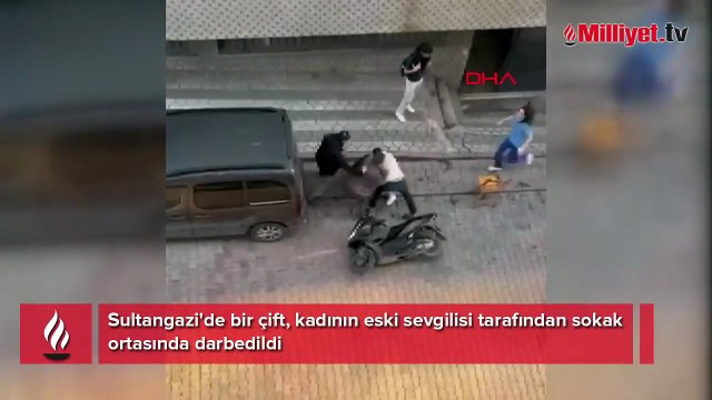 Eski sevgili kabusu kamerada! Kadın ve erkek arkadaşı sokak ortasında darbedildi