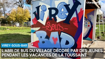 L’abri de bus de Virey-sous-Bar décoré par des jeunes pendant les vacances de la Toussaint