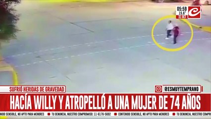 Venía haciendo willy,  atropelló a mujer de 74 años y la dejó gravemente herida