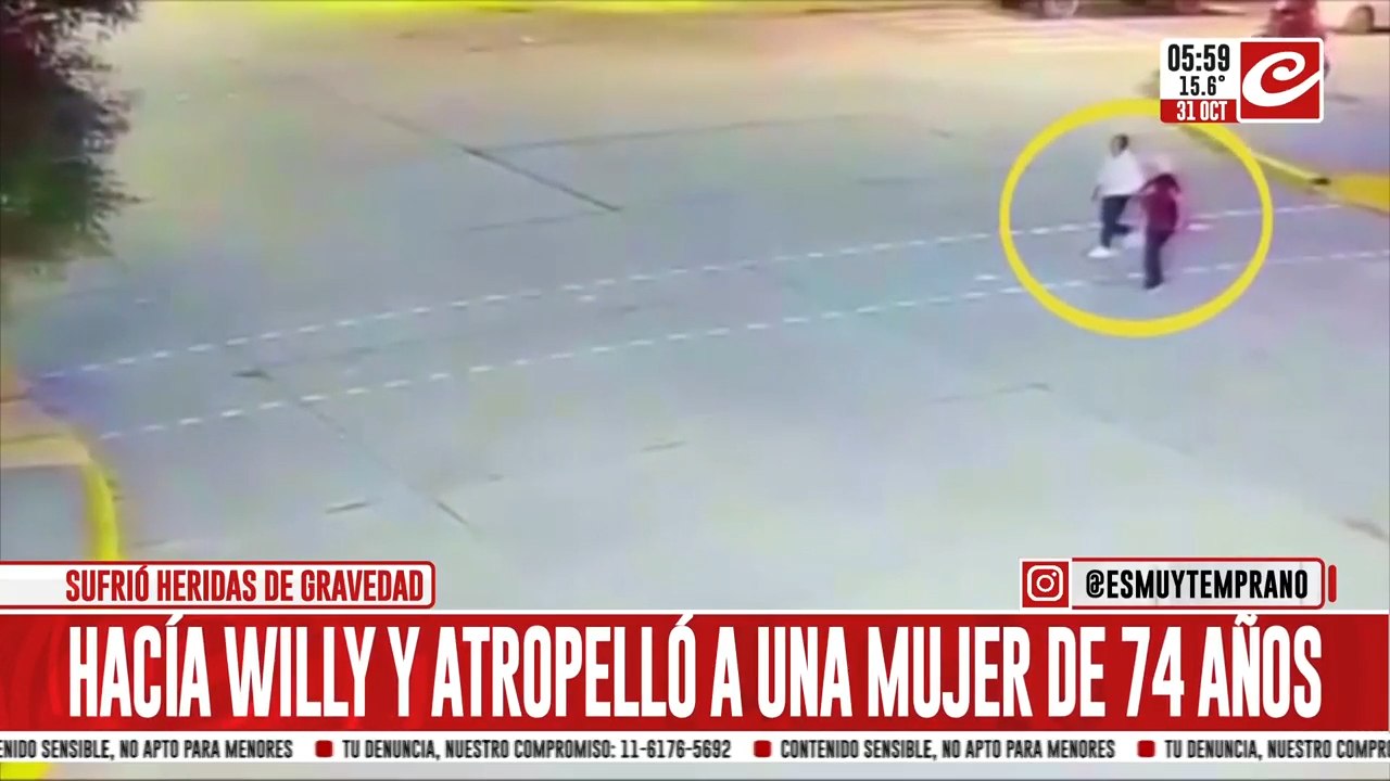 Venía haciendo willy,  atropelló a mujer de 74 años y la dejó gravemente herida