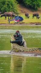 ‎‎‎“Gorilla STRIKES Hard on Crocodile in Water  Wild Power Showdown 🦍🐊💥”