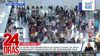 ‘Di sapat na manpower sa NAIA3 dahil sa mga nagkasakit, nagdulot ng mahabang pila | 24 Oras