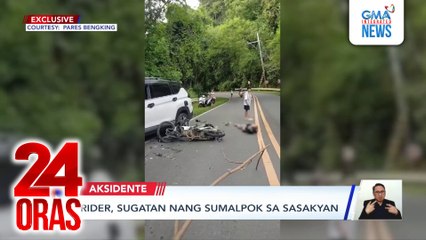 Rider, sugatan nang sumalpok sa sasakyan | 24 Oras
