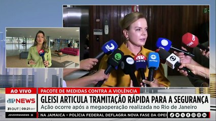 Gleisi Hoffmann e Hugo Motta articulam projetos de segurança