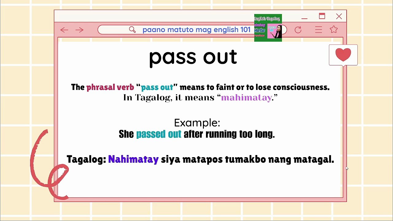 Learn Phrasal Verbs in English Lesson #1 pass out (English-Tagalog Explanation