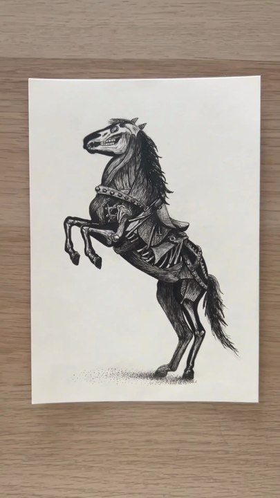 Dessin d’un cheval sur le thème d’Halloween #dessin #drawing #halloween