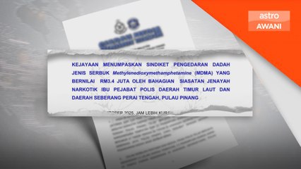 Sindiket edar MDMA tumpas libat rampasan RM3.4 juta