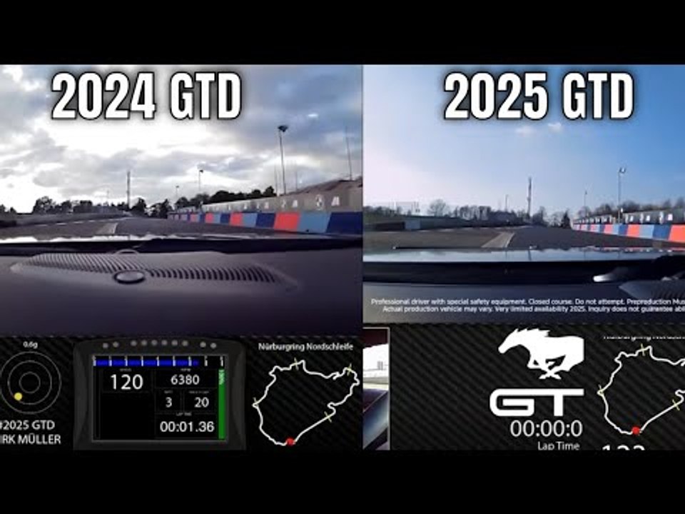 Ford Mustang GTD 2025 vs. 2024 – Nürburgring-Bestzeit im Vergleich