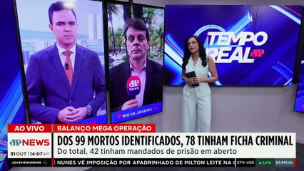 Operação no RJ: Dos 99 mortos identificados, 78 tinham antecedentes criminais | TEMPO REAL