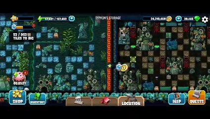 Diggy's Adventure, Typhon's Storage, Hyperion, Tasks of the Story only.