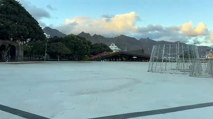 Comienza el montaje del que iba a ser el árbol de Navidad más alto de España, en Santa Cruz