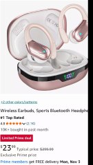 New.HAOYUYAN Wireless Earbuds, Sports Bluetooth Headphones, 80Hrs Playtime Ear Buds with LED Power Display, Noise Canceling Headset, IPX7 Waterproof Earphones for Workout/Running