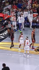 Lucky bounce for Mikal Bridges before the buzzer to cut the Knicks halftime deficit to 19