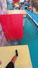 Help the security guard win in the new water ninja！#stunt #waterpark #parkour #funny #pov #sports