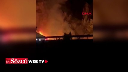 Otoyolda alkollü içecek yüklü TIR yandı