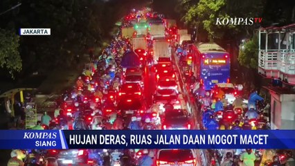 Penampakan Kemacetan Panjang di Daan Mogot dan Kosambi Imbas Hujan Deras di Jakarta | KOMPAS SIANG