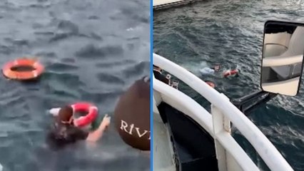 Üsküdar’da feribottan denize düşen kadın kurtarıldı: İşte o anlar!