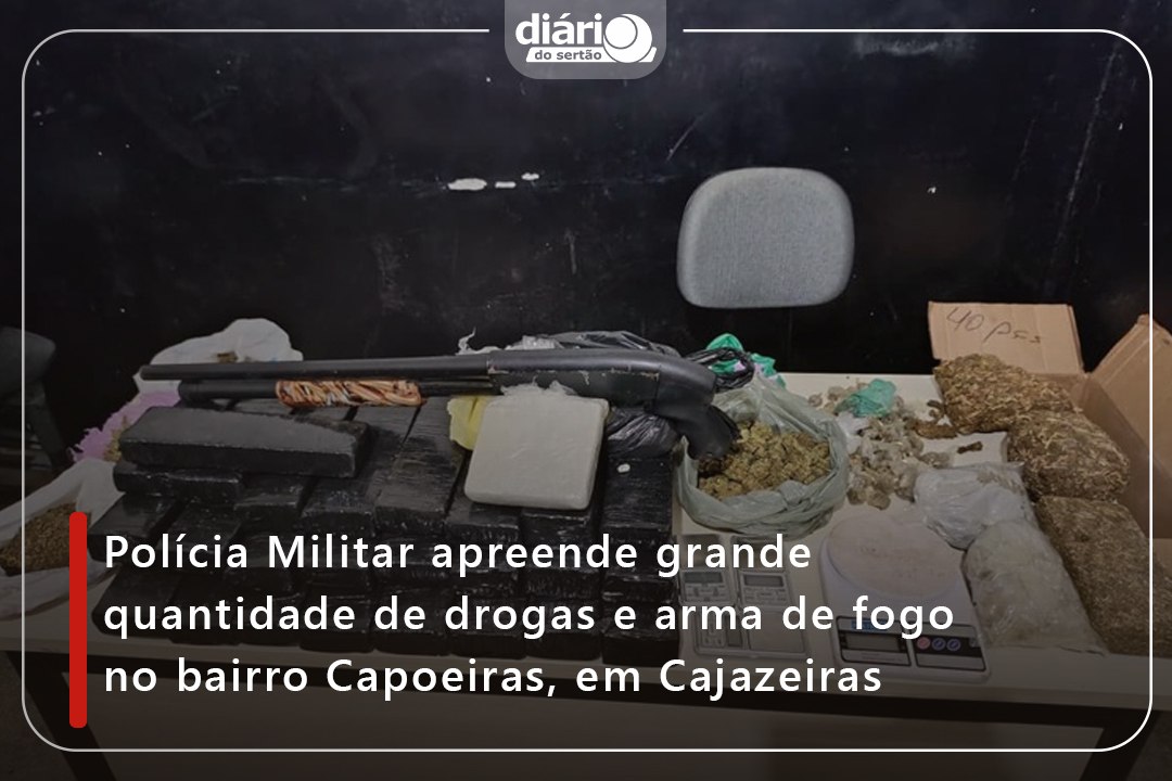 Polícia Militar apreende grande quantidade de drogas e arma de fogo no bairro Capoeiras, em Cajazeiras