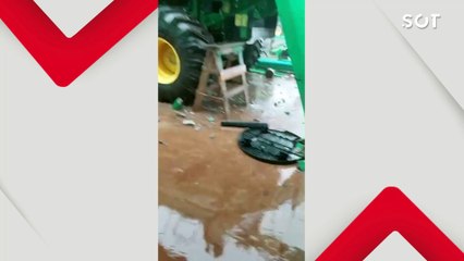 Temporal com granizo transforma ruas em “tapete branco” e causa estragos em Entre Rios do Oeste
