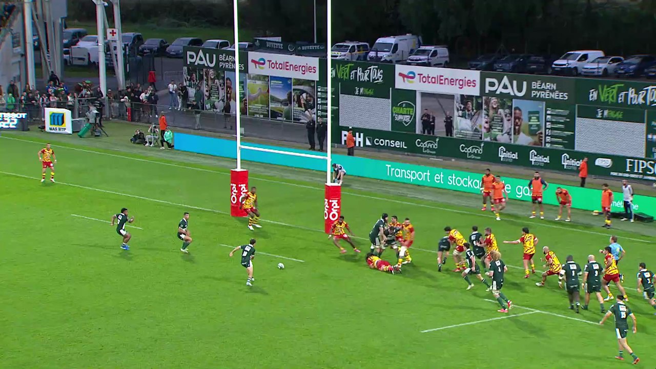 TOP 14 - Essai de Grégoire ARFEUIL (SP) - Section Paloise - USA Perpignan