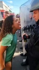 Woman Screaming at Police Officer Pepper Sprayed During Protest | Close Range Police Action