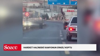 Hareket halindeki kamyonun dingili koptu; o anlar kamerada