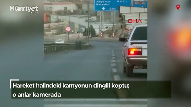 Hareket halindeki kamyonun dingili koptu; o anlar kamerada!