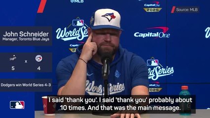 Schneider reveals emotional team talk to Blue Jays players after World Series loss